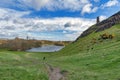 A hillwalking route up to ArthurÃ¢â¬â¢s Seat, the highest point in Edinburgh located at Holyrood Park, Scotland, UK